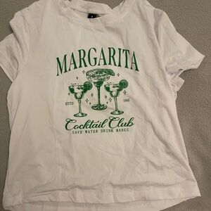 SHEIN White and Green Graphic Tee